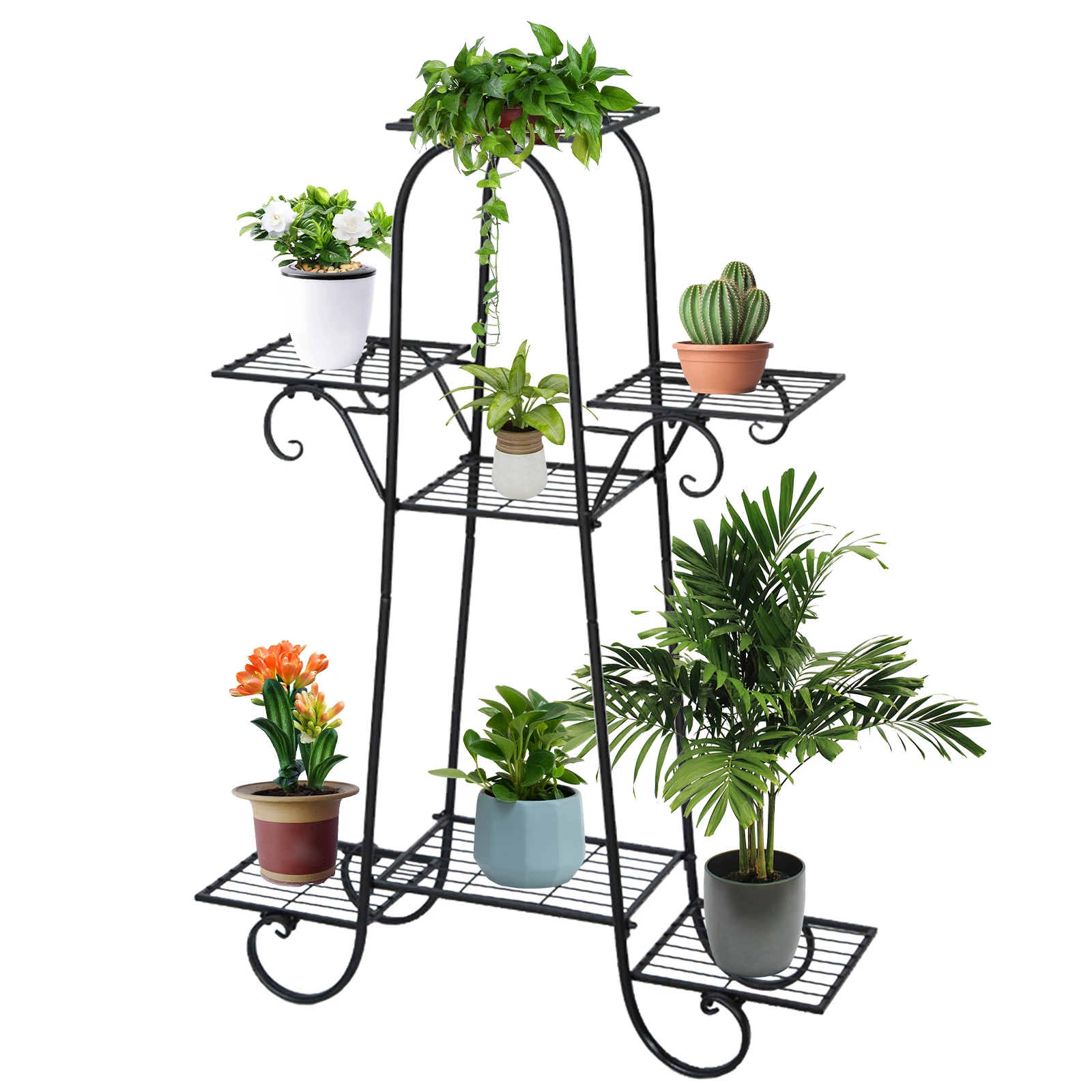 Black Iron Plant Stand, 7-Tier with Curved Feet, 42kg Load Capacity, Floor Standing Design for Organizing Plants
Black Iron Plant Stand, 7-Tier with Curved Feet, 42kg Load Capacity, Floor Standing Design for Organizing Plants
