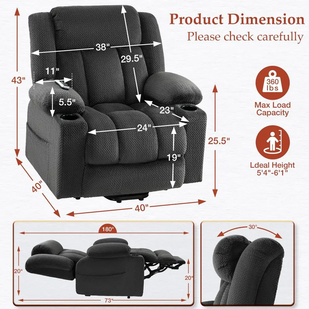 Motor LargeWide Lift Chair, Infinite Position, 180 Lay Flat, Power Lift Chairs Recliners for Elderly Big and Tall, Massage amp
Motor LargeWide Lift Chair, Infinite Position, 180 Lay Flat, Power Lift Chairs Recliners for Elderly Big and Tall, Massage amp