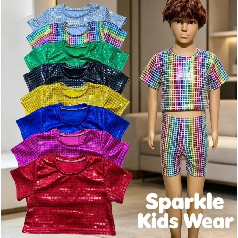 Men's and Children's Adult Waist Performance Clothes Square Plaid Sequins Short-sleeved T-shirt Open-button Top
Men's and Children's Adult Waist Performance Clothes Square Plaid Sequins Short-sleeved T-shirt Open-button Top