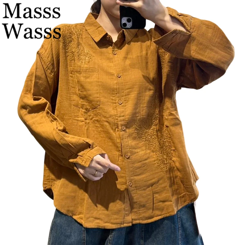 Mass Wasss, модные однотонные рубашки в китайском стиле, женские свободные винтажные топы с вышивкой, женские элегантные повседневные хлопковые льняные блузки
Mass Wasss, модные однотонные рубашки в китайском стиле, женские свободные винтажные топы с вышивкой, женские элегантные повседневные хлопковые льняные блузки