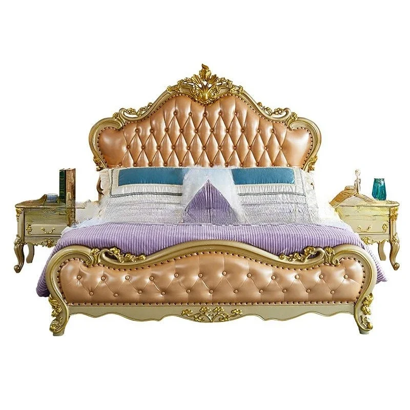 European style solid wood luxury double bed, leather oak luxury carving, bedroom master bedroom
European style solid wood luxury double bed, leather oak luxury carving, bedroom master bedroom