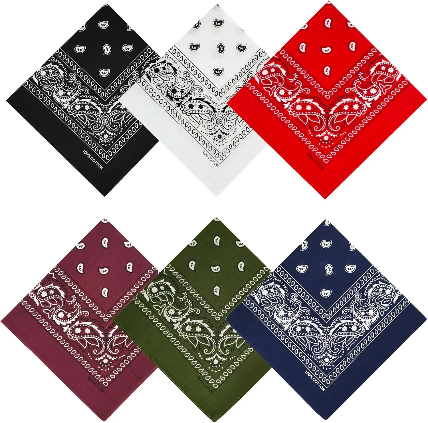 100% Cotton Bandanas, 21x21 Inches, Set of 6 - Soft & Breathable
100% Cotton Bandanas, 21x21 Inches, Set of 6 - Soft & Breathable