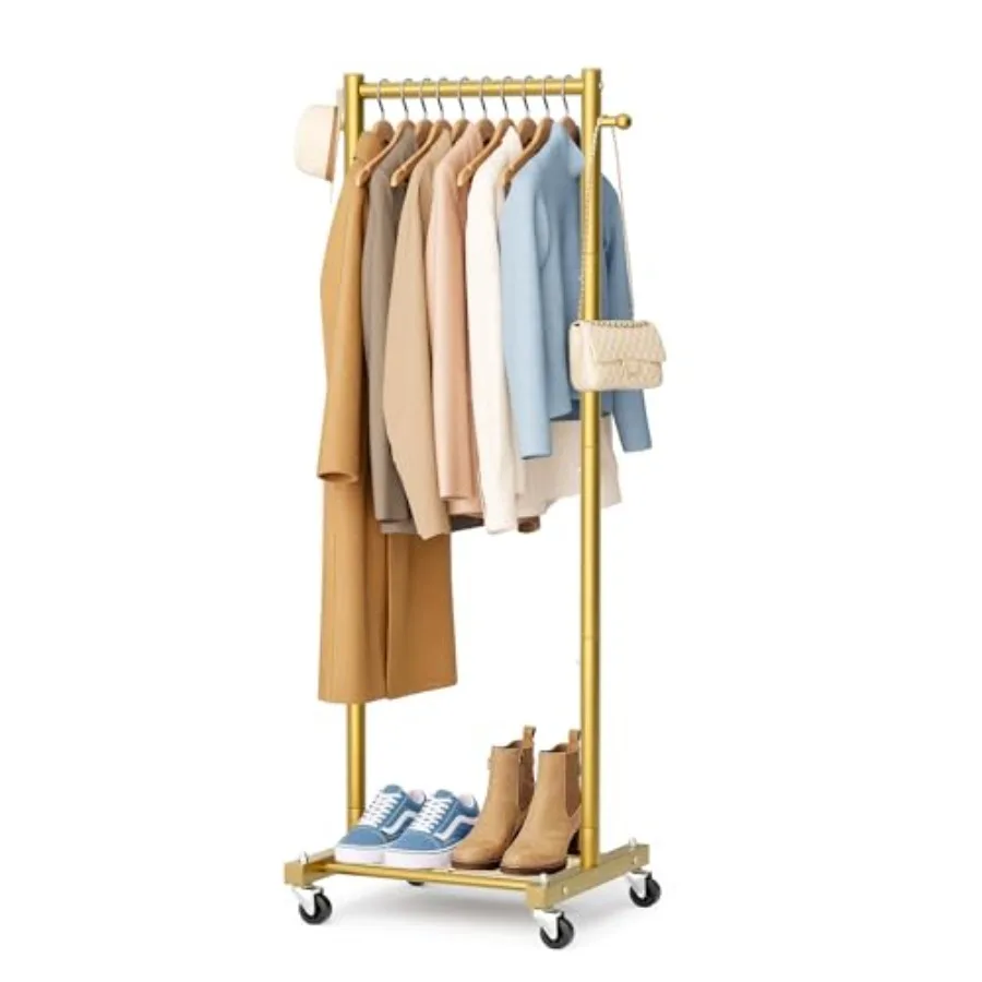 Small Clothes Racks for Hanging Clothes, Rolling Clothing Rack with Shelves, 60" Metal Garment Rack with Wheels Portable Wardro
Small Clothes Racks for Hanging Clothes, Rolling Clothing Rack with Shelves, 60" Metal Garment Rack with Wheels Portable Wardro