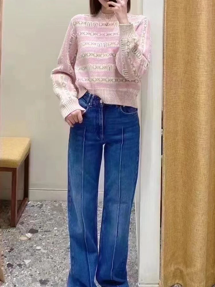 Clothes for Women Casual Striped Jacquard Knitted Sweater M Home 2024 Autumn French Style Sweaters for Women Fashion 2024
Clothes for Women Casual Striped Jacquard Knitted Sweater M Home 2024 Autumn French Style Sweaters for Women Fashion 2024