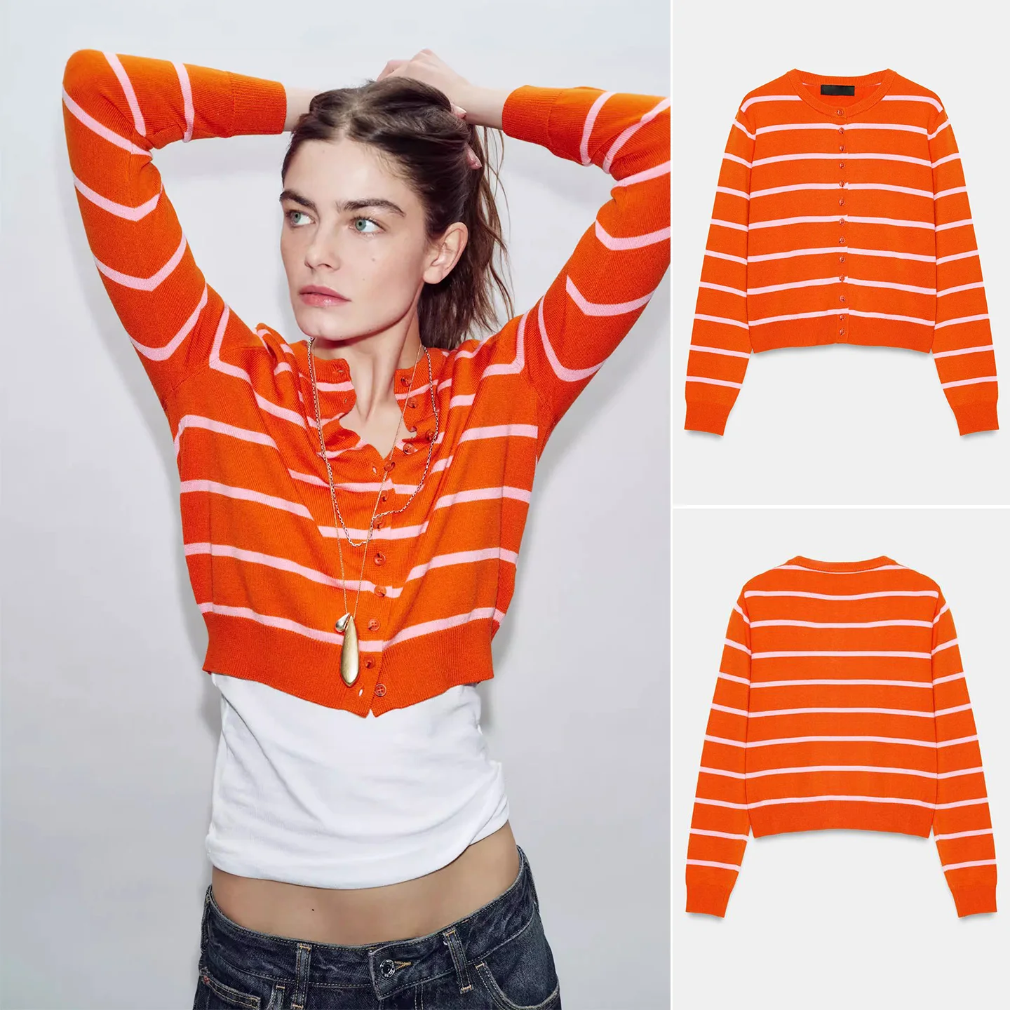 Spring 2026 New Women's Lazy Style Single Button Long Sleeve round Neck Striped Knitwear Top Casual Loose Fit Polyester Fiber
Spring 2026 New Women's Lazy Style Single Button Long Sleeve round Neck Striped Knitwear Top Casual Loose Fit Polyester Fiber
