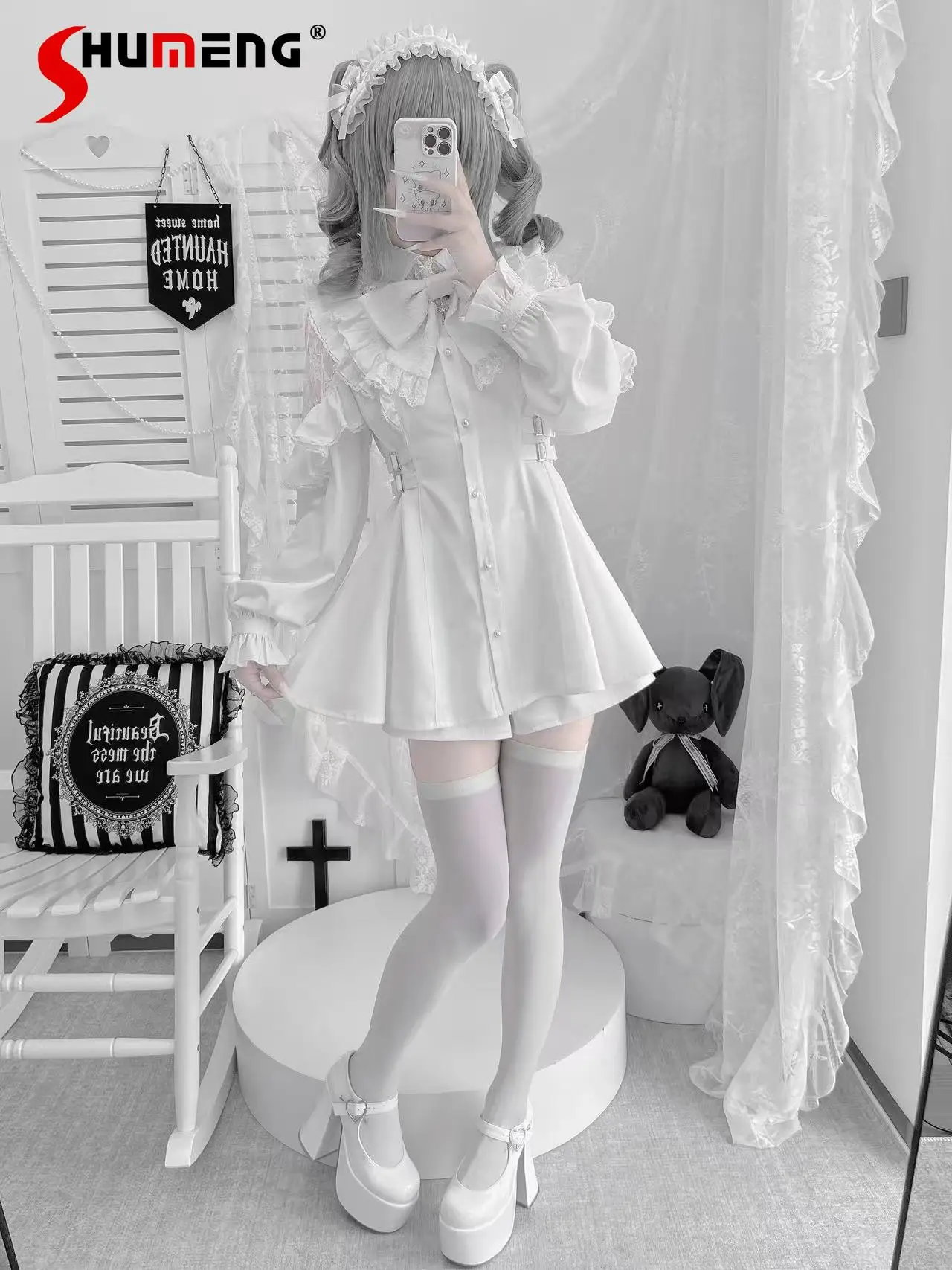 Original Japanese Mass-Produced Black White Dress Set Girls Women Sweet Cute Bow Lolita Long Sleeve Dress and Shorts 2-Piece Set
Original Japanese Mass-Produced Black White Dress Set Girls Women Sweet Cute Bow Lolita Long Sleeve Dress and Shorts 2-Piece Set