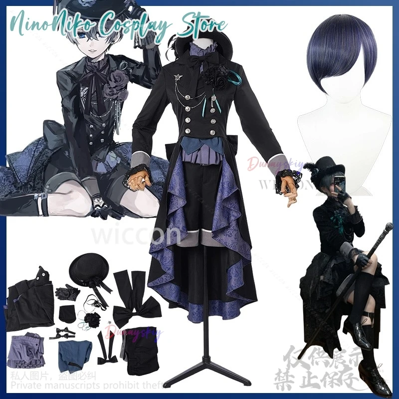 Black Anime Butler Cosplay Ciel Black Rose Costume Court Vintage Gothic Dresses Hat Gorgeous Lolita Dark Styles Wigs 코스프레
Black Anime Butler Cosplay Ciel Black Rose Costume Court Vintage Gothic Dresses Hat Gorgeous Lolita Dark Styles Wigs 코스프레