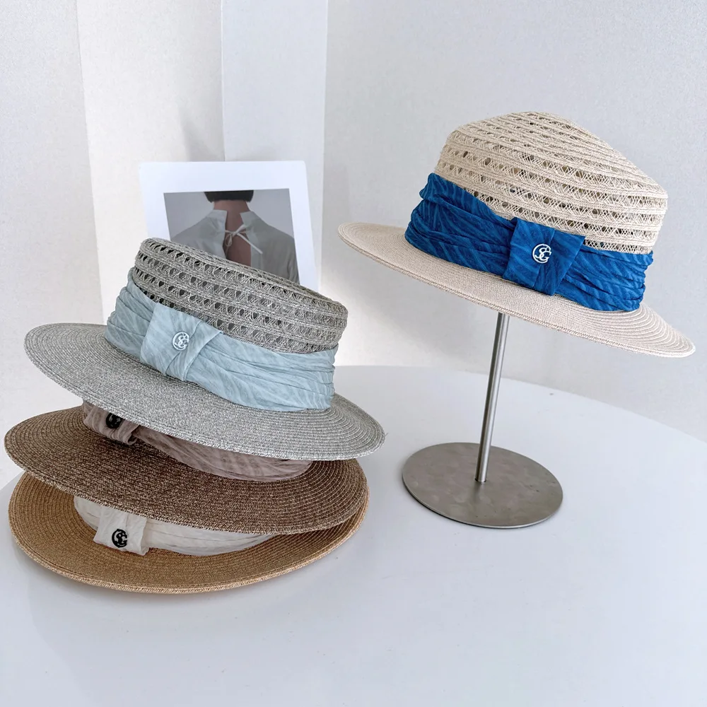 Summer Fashion Casual Hand-woven Hollow Top Raffia Sun Hat with Silk Linen Ribbon Flat Top Straw Hat Sunshade
Summer Fashion Casual Hand-woven Hollow Top Raffia Sun Hat with Silk Linen Ribbon Flat Top Straw Hat Sunshade