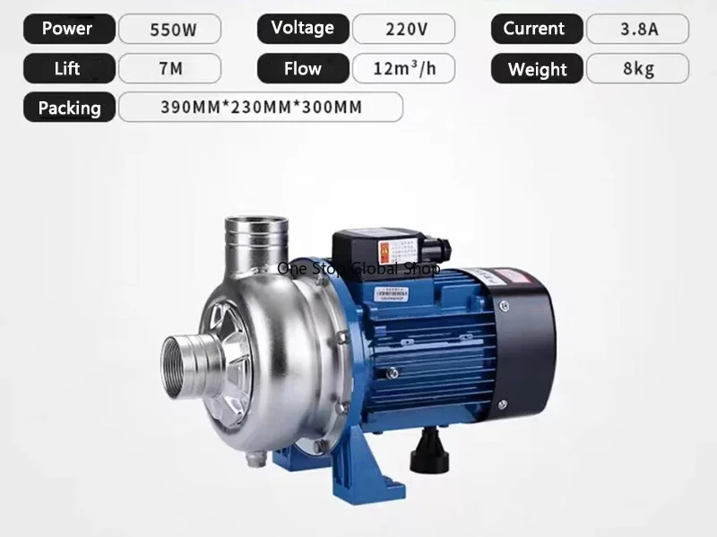 550W/750W Semi-open impeller Stainless steel Centrifugal pump Noncorrosive Sewage pump Water pump
550W/750W Semi-open impeller Stainless steel Centrifugal pump Noncorrosive Sewage pump Water pump