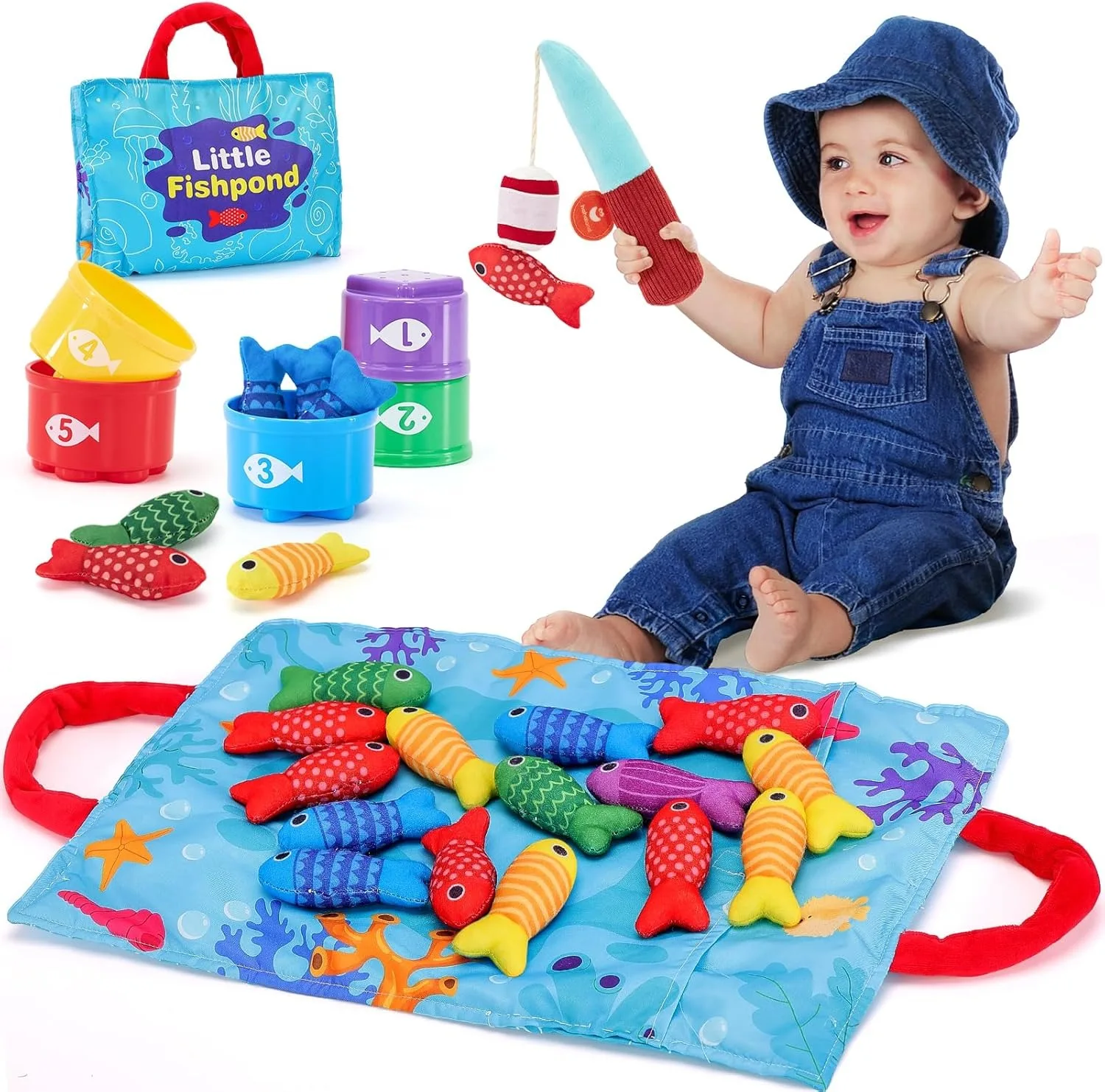 Montessori Toys 6 Months Boy Girl Birthday Gift - 10 in 1 Fabric Fishing Game for Toddlers with Stackable Cups - Number Counting
Montessori Toys 6 Months Boy Girl Birthday Gift - 10 in 1 Fabric Fishing Game for Toddlers with Stackable Cups - Number Counting