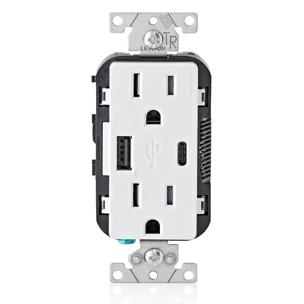 USB-A & USB-C In-Wall Charger, 15A Outlet, 5.1A Total, White
USB-A & USB-C In-Wall Charger, 15A Outlet, 5.1A Total, White
