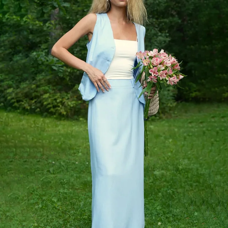 Tuularose Solid Loose Skirt Set For Women Buttons V Neck Vest Top High Waist Skirt Set Lady Casual Elegant Slim Long Skirt Set
Tuularose Solid Loose Skirt Set For Women Buttons V Neck Vest Top High Waist Skirt Set Lady Casual Elegant Slim Long Skirt Set