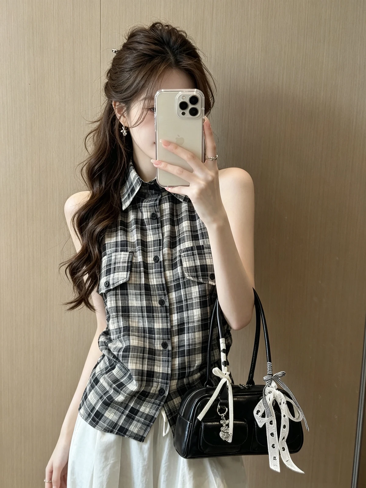 Black Belted Plaid Waist-Cinching Sleeveless Shirt Women's Fashion Summer New Style Korean Style Slim Fit Shirt without Sleeves
Black Belted Plaid Waist-Cinching Sleeveless Shirt Women's Fashion Summer New Style Korean Style Slim Fit Shirt without Sleeves