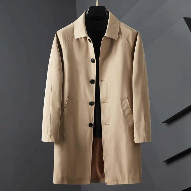 Casual Mid-Length Windbreaker Men's Spring Autumn New Style Turn-down Collar Thin Business Fashion Urban Loose Fit Coat
Casual Mid-Length Windbreaker Men's Spring Autumn New Style Turn-down Collar Thin Business Fashion Urban Loose Fit Coat