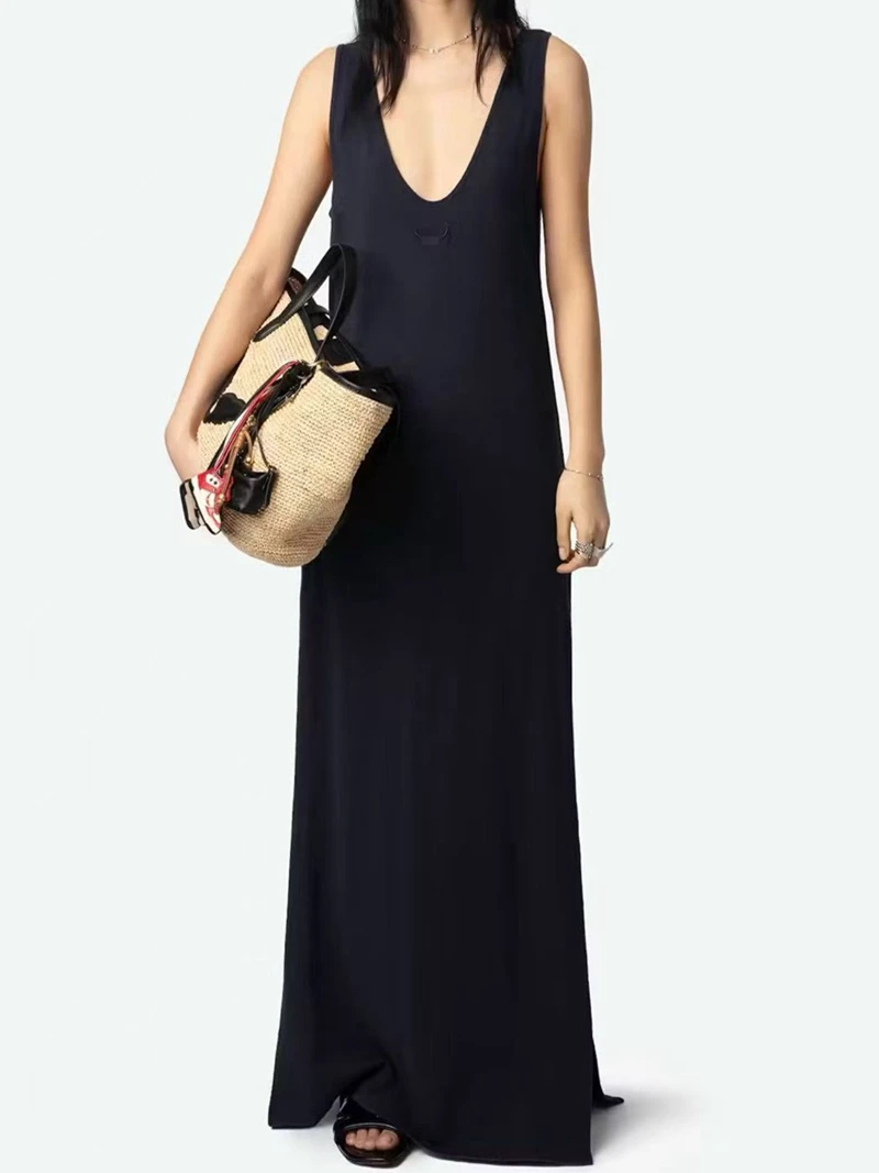 2026 Summer Sleeveless V Neck Maxi Dress for Women Casual Loose Solid Color Long Tank Dress Elegant Beach Vacation Sundress
2026 Summer Sleeveless V Neck Maxi Dress for Women Casual Loose Solid Color Long Tank Dress Elegant Beach Vacation Sundress
