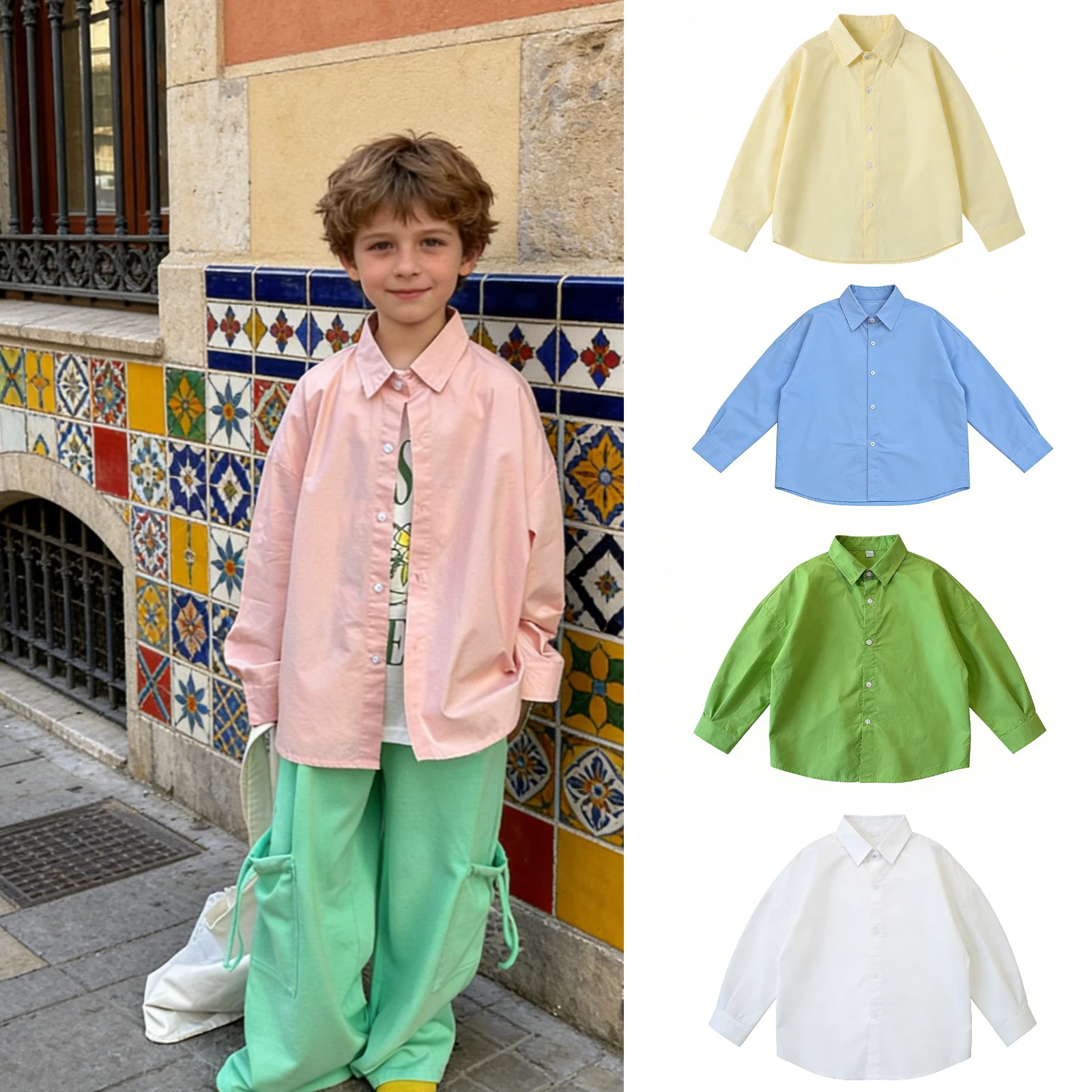 Boys Long Sleeve Shirt Loose Cotton Casual Shirt for Kids Yellow/Blue/Green/White/Pink Teen Daily Versatile School Teens Tops
Boys Long Sleeve Shirt Loose Cotton Casual Shirt for Kids Yellow/Blue/Green/White/Pink Teen Daily Versatile School Teens Tops