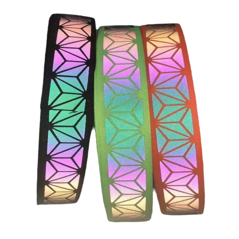2.5cm Rainbow Geometric Reflective Fabric Webbing Sewing Pet Accessory Decorative Band 3D Reflective Material for Crafting
2.5cm Rainbow Geometric Reflective Fabric Webbing Sewing Pet Accessory Decorative Band 3D Reflective Material for Crafting