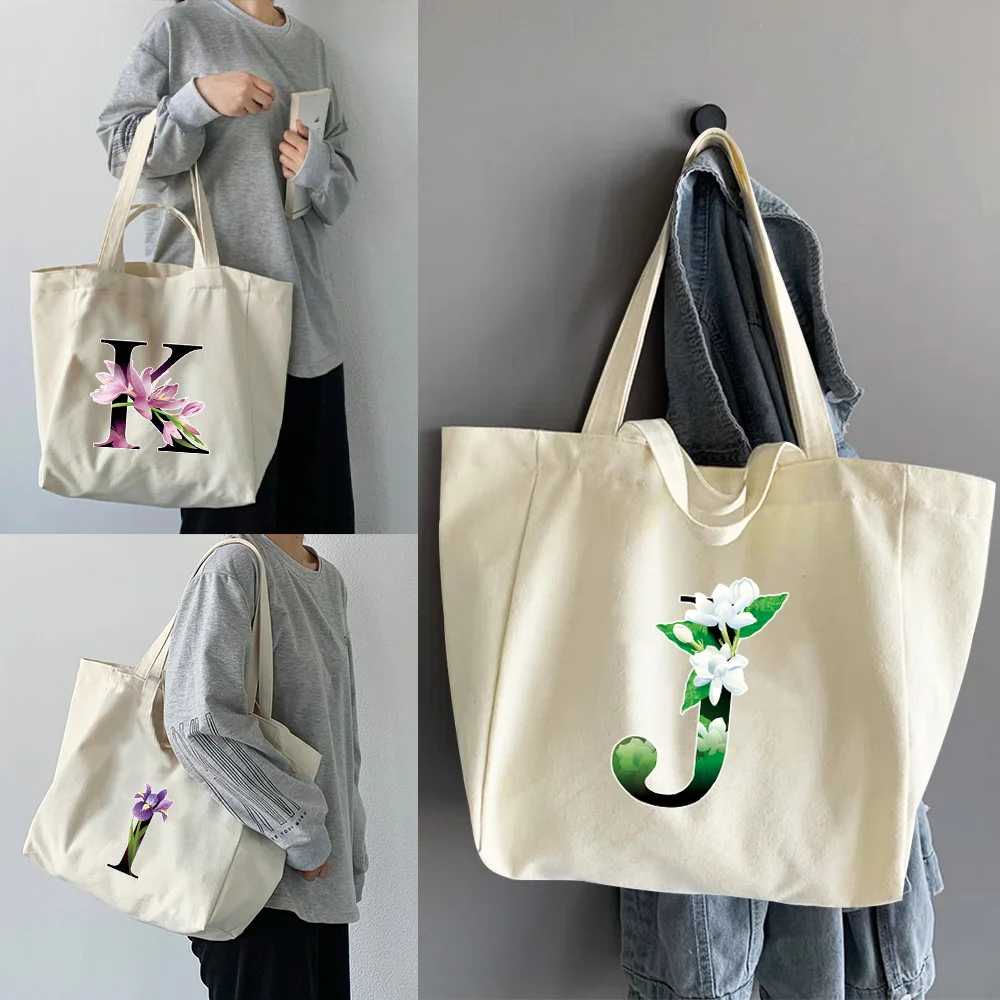 Shopping Bags Organizer Fashion Canvas Tote Bag Student Shoulder Bag Flower Letter 26 Name Series Large Capacity Handbags Women
Shopping Bags Organizer Fashion Canvas Tote Bag Student Shoulder Bag Flower Letter 26 Name Series Large Capacity Handbags Women