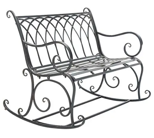 Ornate Wrought Iron Outdoor Rocking Bench Featuring Scroll Accents And Arched Back Design
Ornate Wrought Iron Outdoor Rocking Bench Featuring Scroll Accents And Arched Back Design