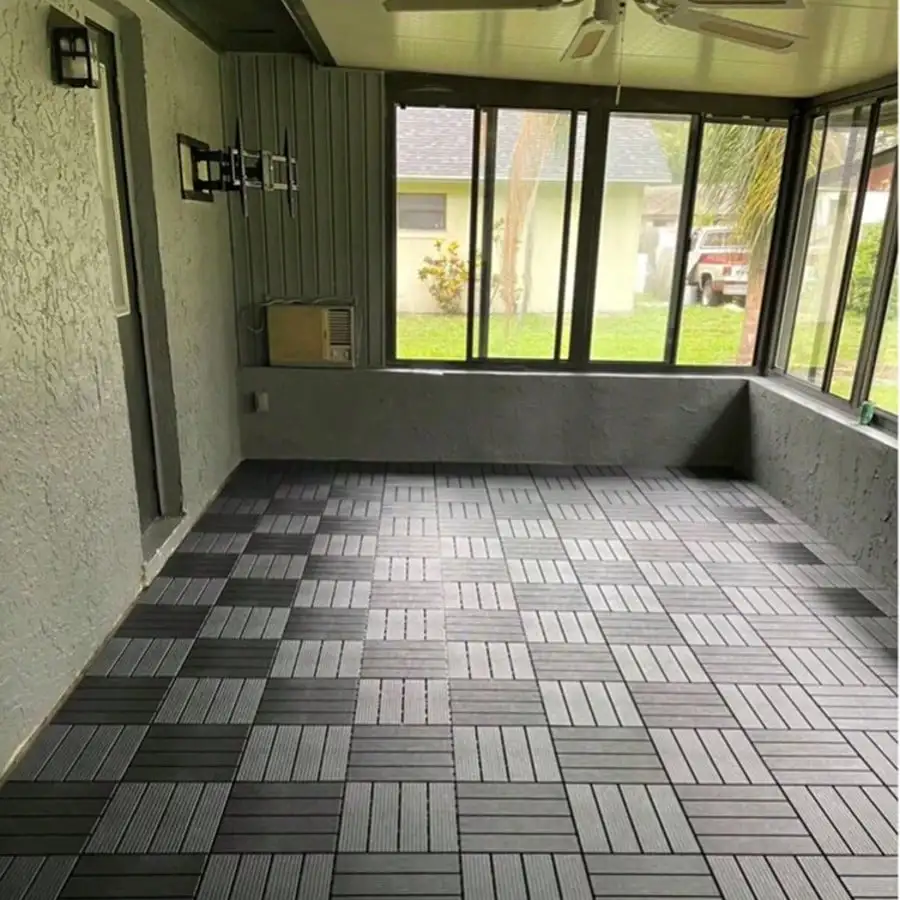 44 Pack Patio Deck Tiles, 12" X 12" Square Waterproof Outdoor All Weather Use, Plastic Interlocking Deck Tiles
44 Pack Patio Deck Tiles, 12" X 12" Square Waterproof Outdoor All Weather Use, Plastic Interlocking Deck Tiles