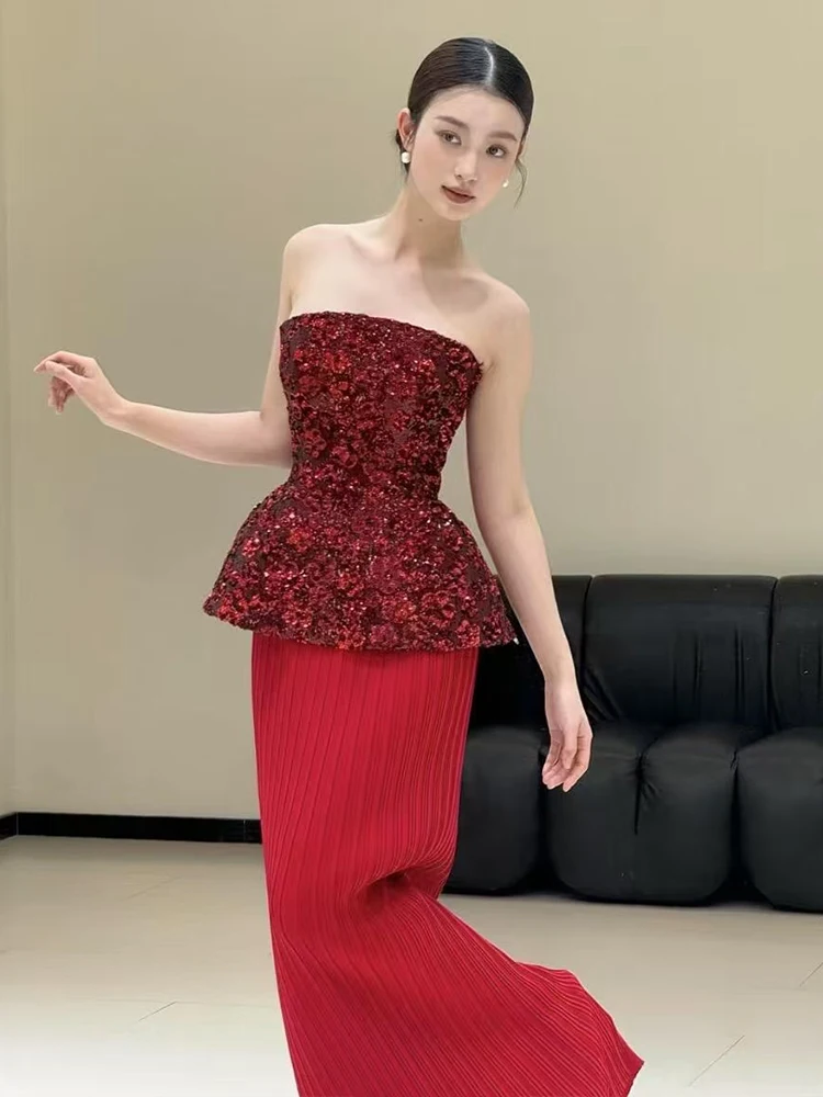 Red Wedding Dr Women's Sle Vintage Long Gown with Strapl Design for Engagement Par Return Home ter Wedding
Red Wedding Dr Women's Sle Vintage Long Gown with Strapl Design for Engagement Par Return Home ter Wedding
