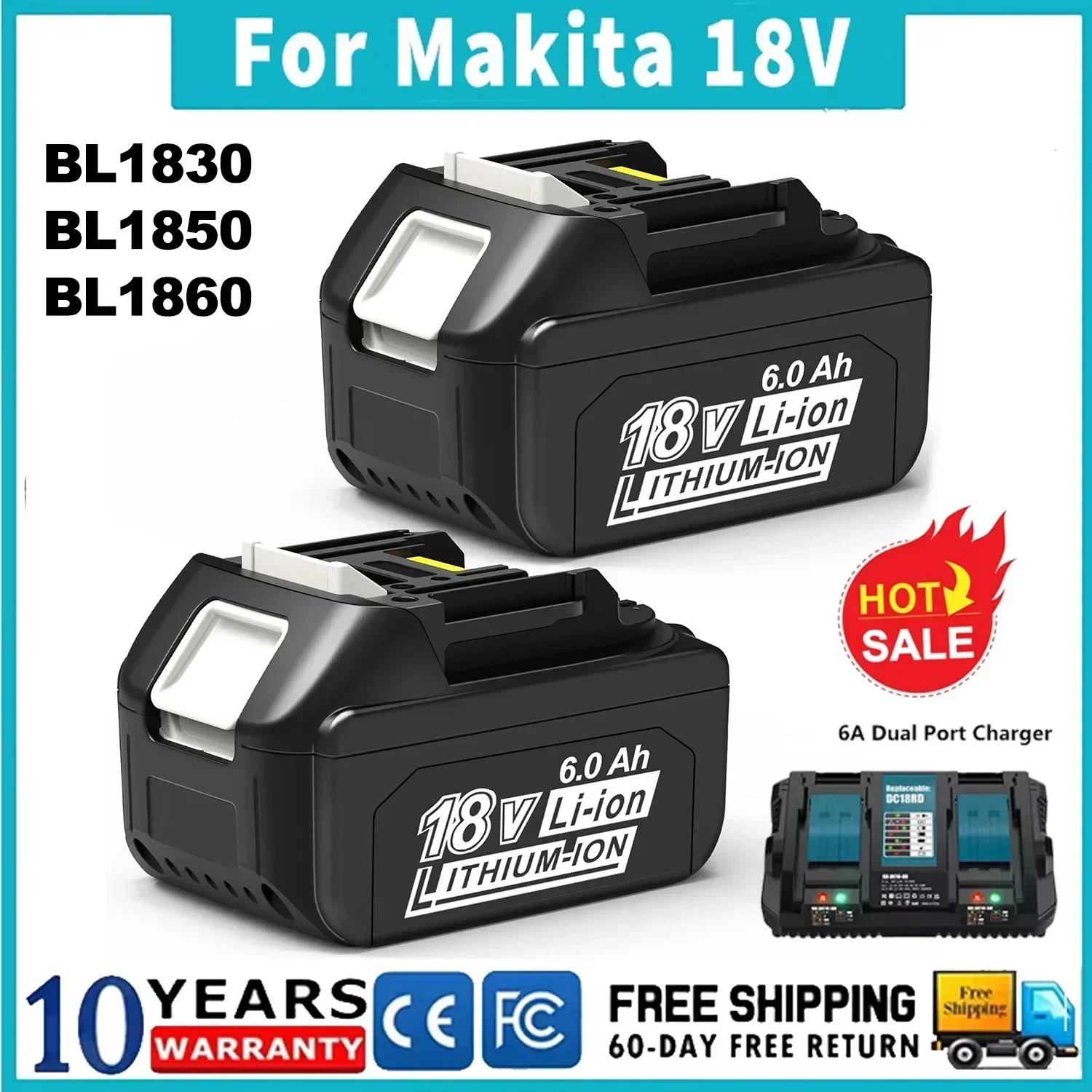 Top18V 6.0Ah Powerful Replacement For Makita Compatible Makita Battery BL1860 BL1850B BL1830 Series Battery Replacement Batter
Top18V 6.0Ah Powerful Replacement For Makita Compatible Makita Battery BL1860 BL1850B BL1830 Series Battery Replacement Batter