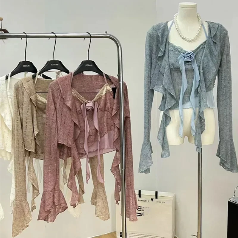Elegant Vintage Hollow Out Long Sleeve Blouse Ruffle Slim-fit Solid Casual Two Piece Sets Blusas De Moda 2000s Aesthetic 2024
Elegant Vintage Hollow Out Long Sleeve Blouse Ruffle Slim-fit Solid Casual Two Piece Sets Blusas De Moda 2000s Aesthetic 2024