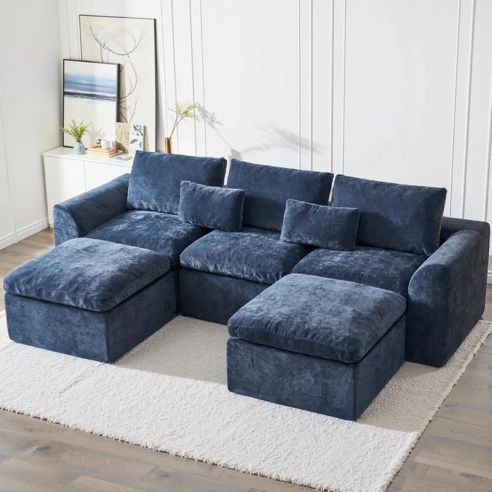 Modern Sectional Cloud Couch - 120'' Soft Modular Sectional Sofa – No Assembly Required - Deep Seat Couches with 2 Movable Ottom
Modern Sectional Cloud Couch - 120'' Soft Modular Sectional Sofa – No Assembly Required - Deep Seat Couches with 2 Movable Ottom