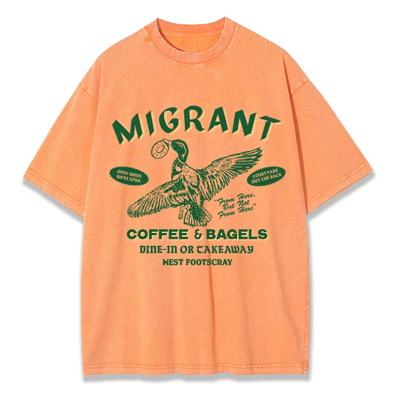 Migrant Coffee Bagels Prints Washed T-Shirts Womens Cotton Tops Distressed O-Neck Comfortable T Shirts Summer Womans Clothes
Migrant Coffee Bagels Prints Washed T-Shirts Womens Cotton Tops Distressed O-Neck Comfortable T Shirts Summer Womans Clothes