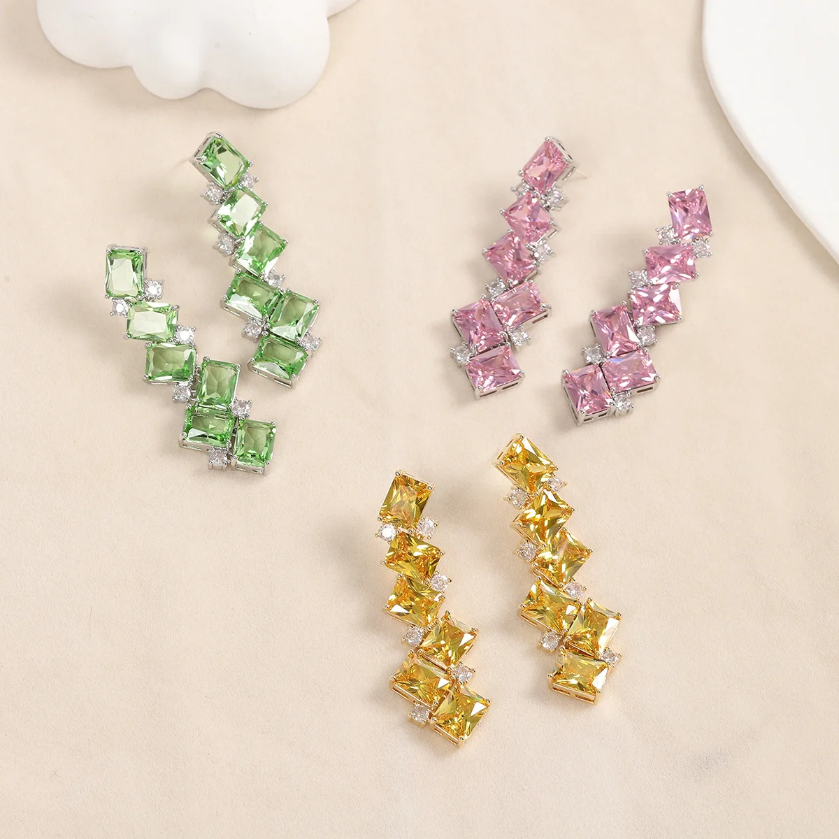 925 Silver Needle Multicolor Gemstone Square Drop Earrings, Luxury Bridal Wedding Jewelry Gift for Women
925 Silver Needle Multicolor Gemstone Square Drop Earrings, Luxury Bridal Wedding Jewelry Gift for Women