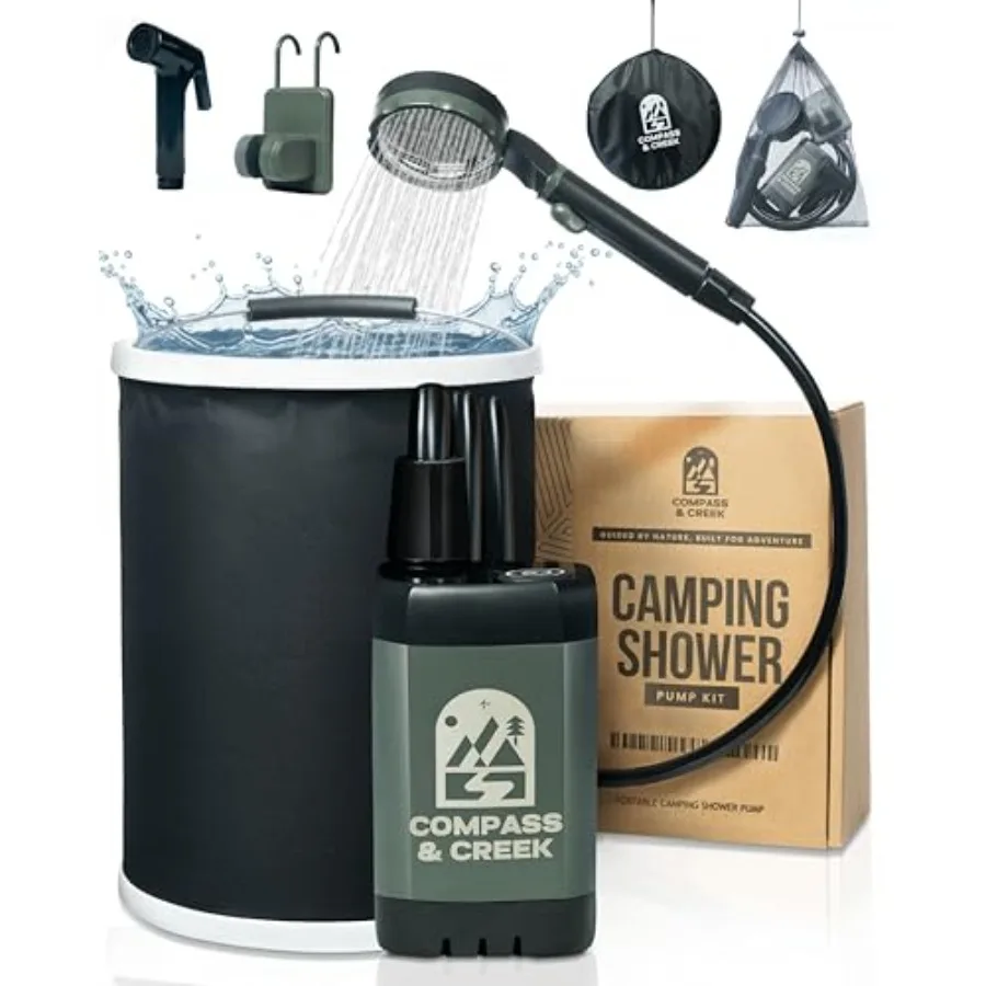 Portable Camping Shower Pump Rechargeable High Pressure Kit with 90 Min Battery 3.9 Gal Collapsible Bucket Dual Heads for Showe
Portable Camping Shower Pump Rechargeable High Pressure Kit with 90 Min Battery 3.9 Gal Collapsible Bucket Dual Heads for Showe