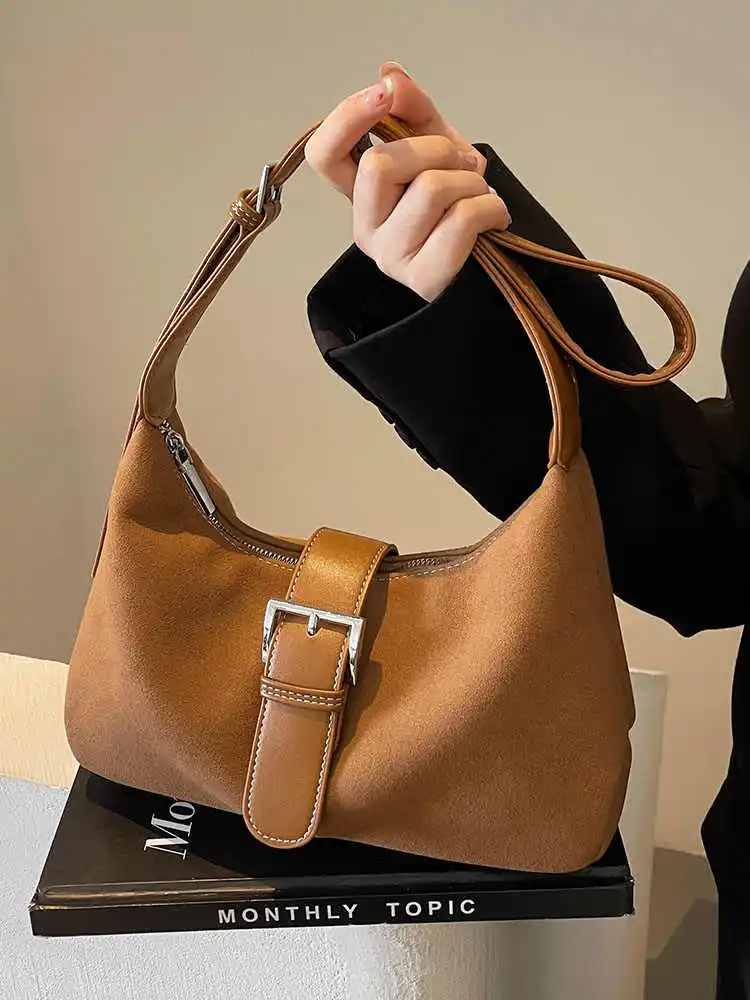 High-end Vintage Armpit Bags Women Faux Suede Frosted Shoulder Dumpling Bag Trendy Brown Commuter Lady Handbags
High-end Vintage Armpit Bags Women Faux Suede Frosted Shoulder Dumpling Bag Trendy Brown Commuter Lady Handbags