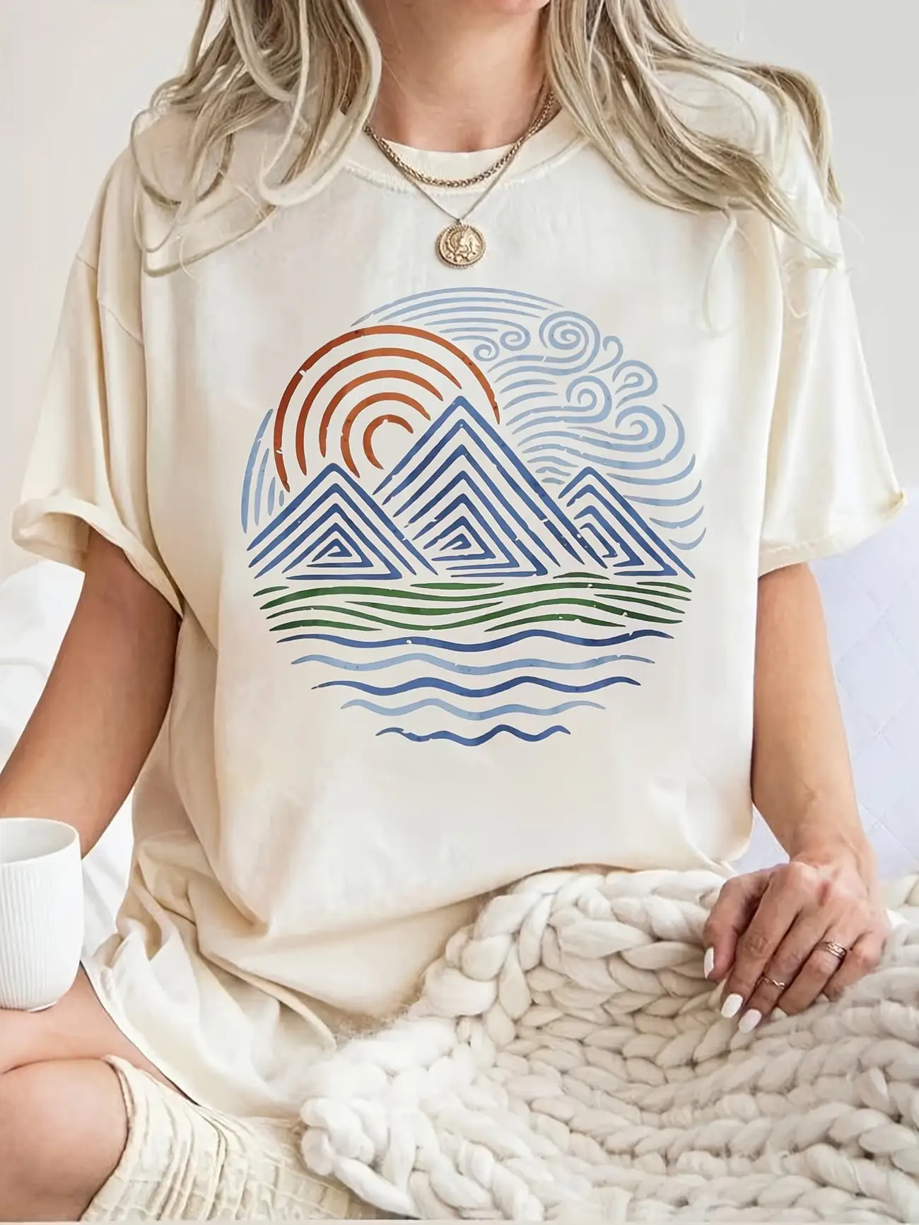 Plus size women's short sleeve T-shirt Mountain Sunset Waves Sky Clouds soft and comfortable fabric summer outfits women's
Plus size women's short sleeve T-shirt Mountain Sunset Waves Sky Clouds soft and comfortable fabric summer outfits women's