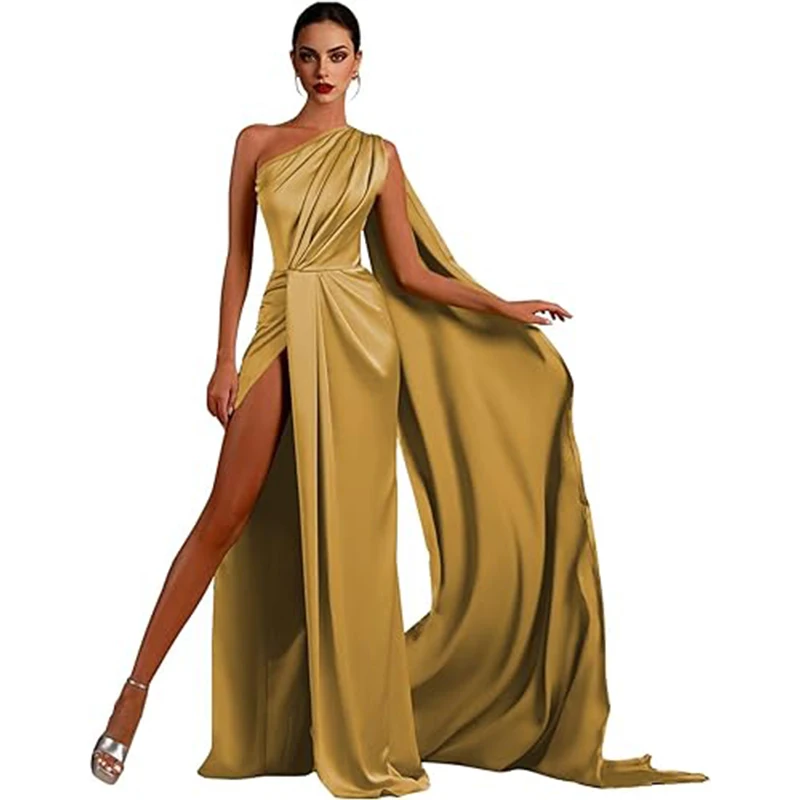 One Shoulder Satin Bridesmaid Dresses for Women Long Mermaid Formal Party Evening Gown with Slit wedding dress
One Shoulder Satin Bridesmaid Dresses for Women Long Mermaid Formal Party Evening Gown with Slit wedding dress
