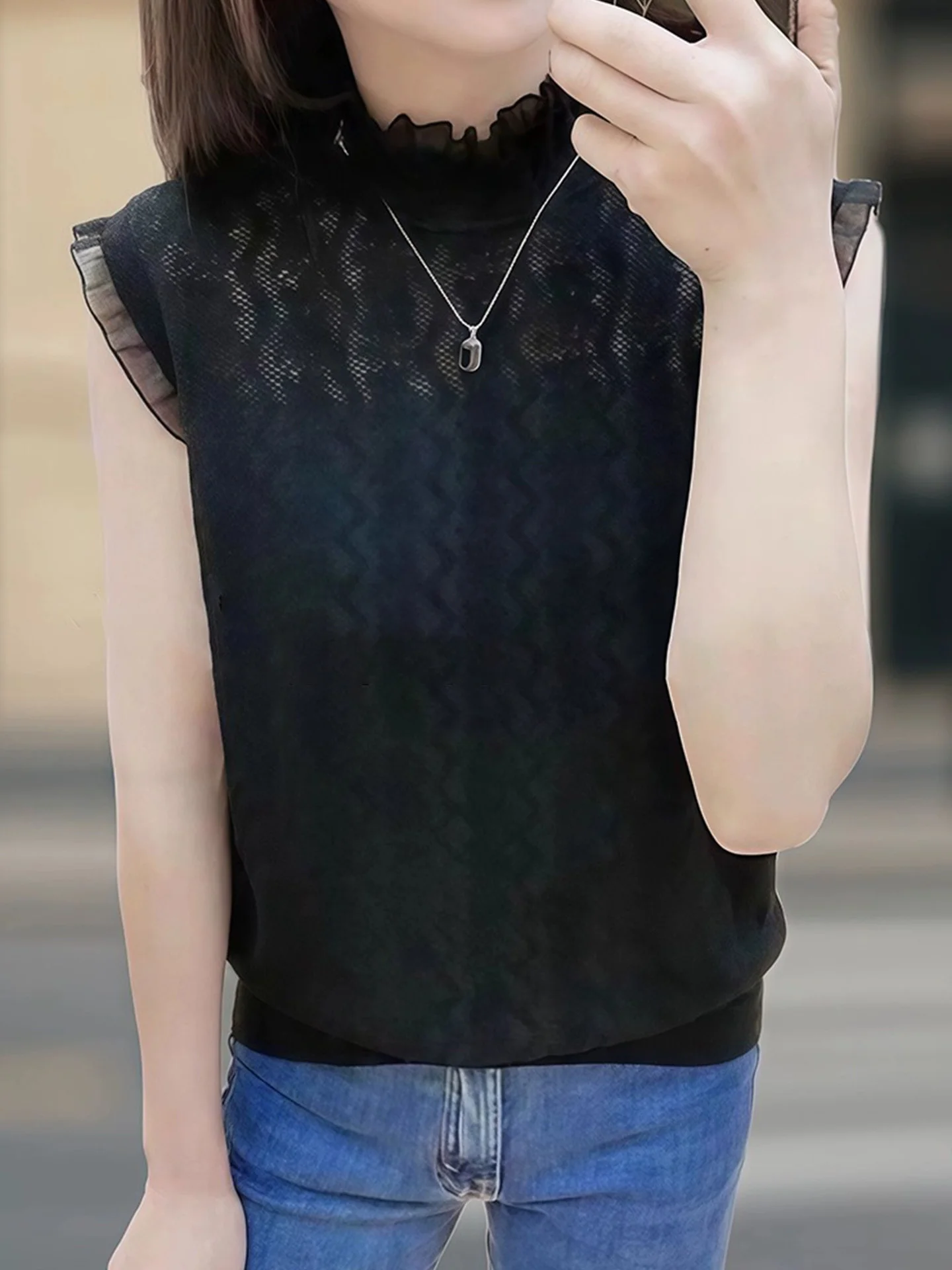 Женский модный летний топ Ele Lace Splice Svel: универсальный вязаный жилет с круглым вырезом и прямым кроем в корейском стиле
Женский модный летний топ Ele Lace Splice Svel: универсальный вязаный жилет с круглым вырезом и прямым кроем в корейском стиле