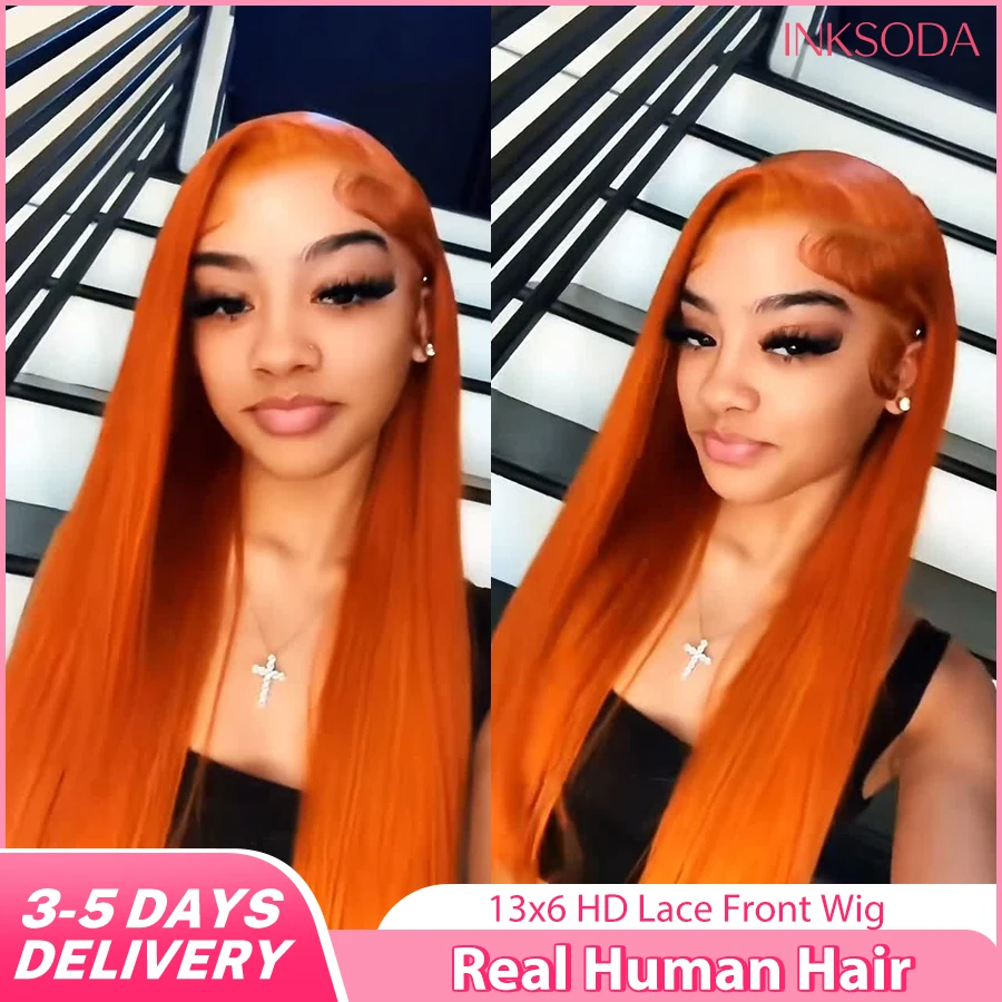 16-36 Inch 220% Density Orange Ginger 13x6 13x4 HD Lace Frontal Wig Human Hair Bone Straight Transparent Lace Frontal Color Wigs #350 Colored For Women Brazilian Human Hair Colored Wigs Pre-Plucked Prebleached Straight Human Hair Wigs
16-36 Inch 220% Density Orange Ginger 13x6 13x4 HD Lace Frontal Wig Human Hair Bone Straight Transparent Lace Frontal Color Wigs #350 Colored For Women Brazilian Human Hair Colored Wigs Pre-Plucked Prebleached Straight Human Hair Wigs