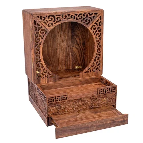 Black Walnut Log Folding without Paint with Door Wall Hanging Shrine Card Position Hidden Altar
Black Walnut Log Folding without Paint with Door Wall Hanging Shrine Card Position Hidden Altar