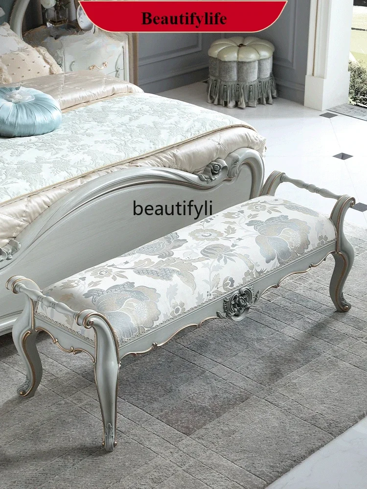 D132 new style French Furniture European-Style Carved Bed End Stool Mercerized Fabric Bed Bed Bedroom Solid Wood Shoe Changing S
D132 new style French Furniture European-Style Carved Bed End Stool Mercerized Fabric Bed Bed Bedroom Solid Wood Shoe Changing S