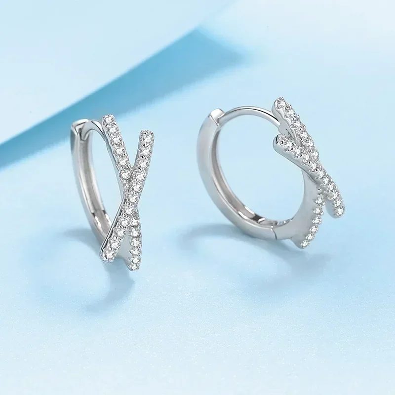 Sparkling PT950 Platinum Cross Hoop Earring, Total 0.28CT Real Moissanite Diamond Stud Earrings for Women Wedding Gifts
Sparkling PT950 Platinum Cross Hoop Earring, Total 0.28CT Real Moissanite Diamond Stud Earrings for Women Wedding Gifts