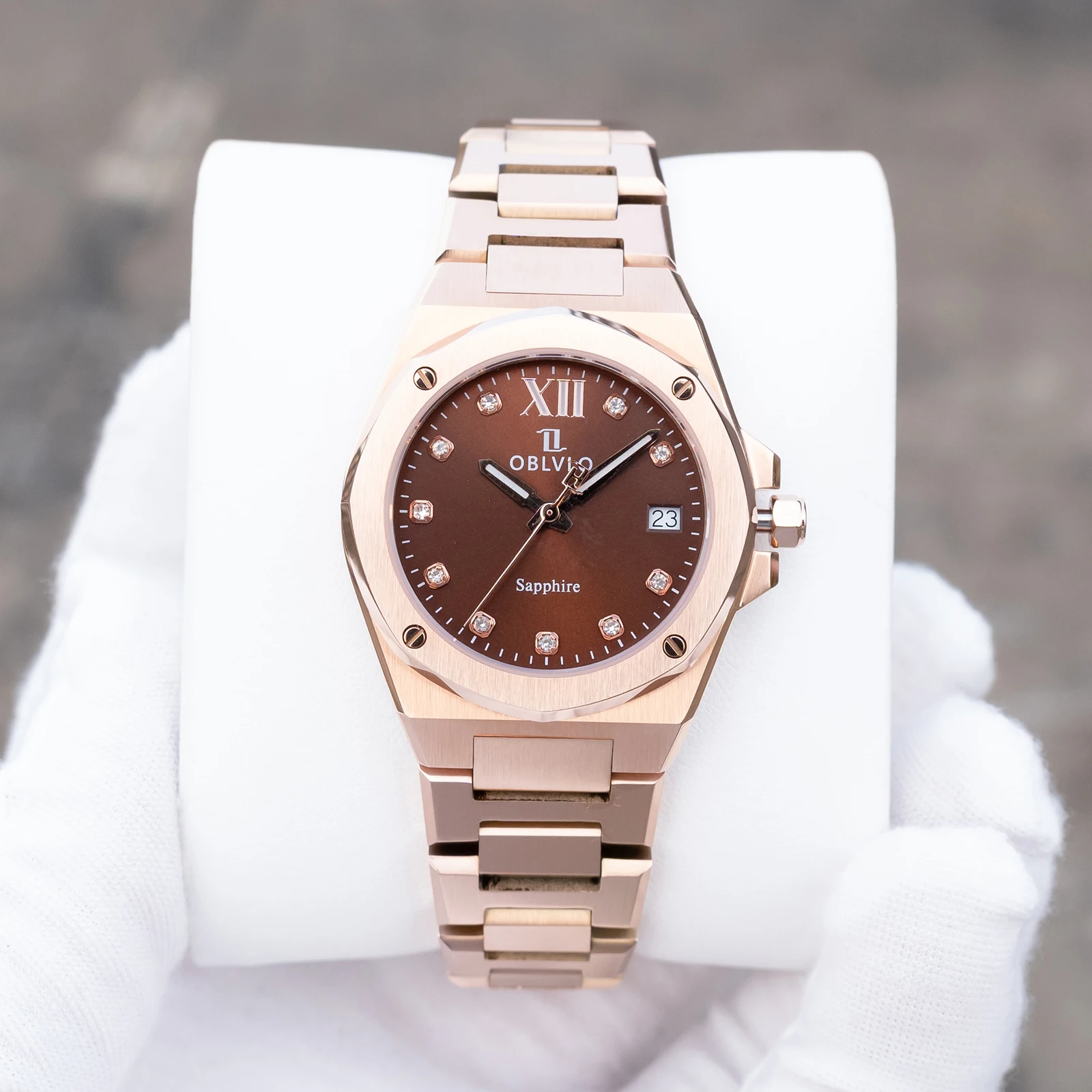 OBLVLO Romantic Women's Watch Rose Gold Brown Dial Swiss Quartz Movement Fashion Bracelet Band Dress Watch for Ladies AWS
OBLVLO Romantic Women's Watch Rose Gold Brown Dial Swiss Quartz Movement Fashion Bracelet Band Dress Watch for Ladies AWS
