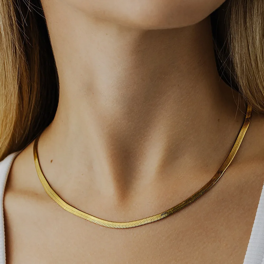 Stainless Steel PVD 18K Gold Plated Tarnish Waterproof Snake Chian Choker Necklace For Woman Jewelry Wholesale 2023 Trendy
Stainless Steel PVD 18K Gold Plated Tarnish Waterproof Snake Chian Choker Necklace For Woman Jewelry Wholesale 2023 Trendy