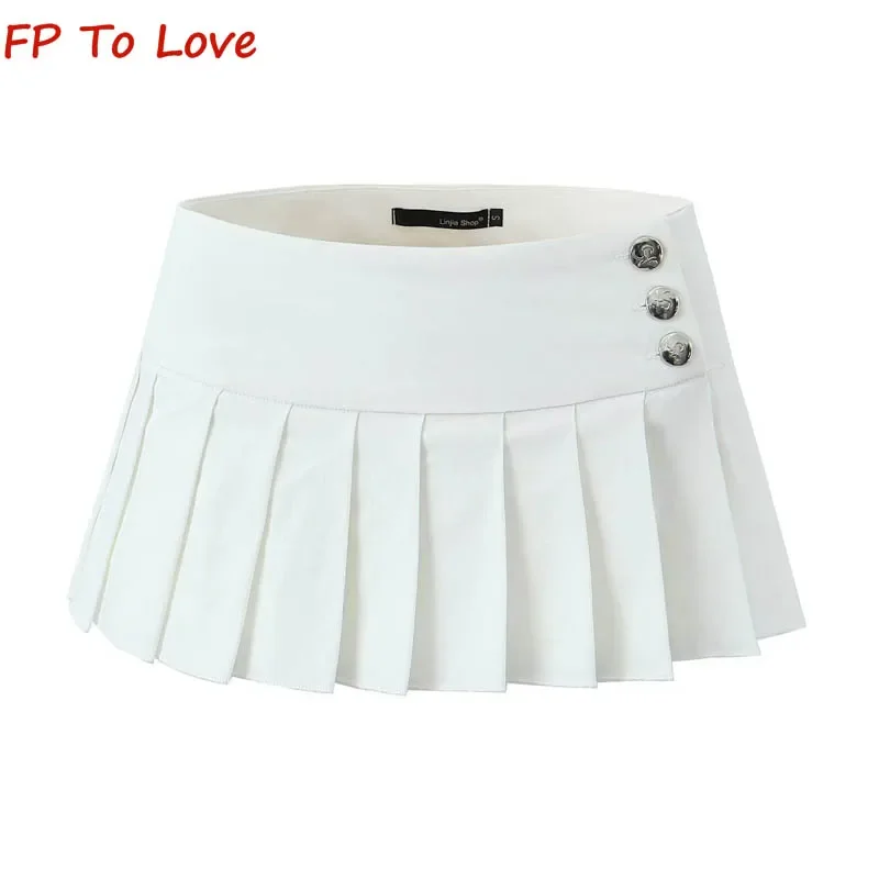 Y2K 2023 Summer Sexy Spice Style Black Low Waist Anti-Flare Side Button White A-line Pleated Short Skirt Women Streetwear
Y2K 2023 Summer Sexy Spice Style Black Low Waist Anti-Flare Side Button White A-line Pleated Short Skirt Women Streetwear