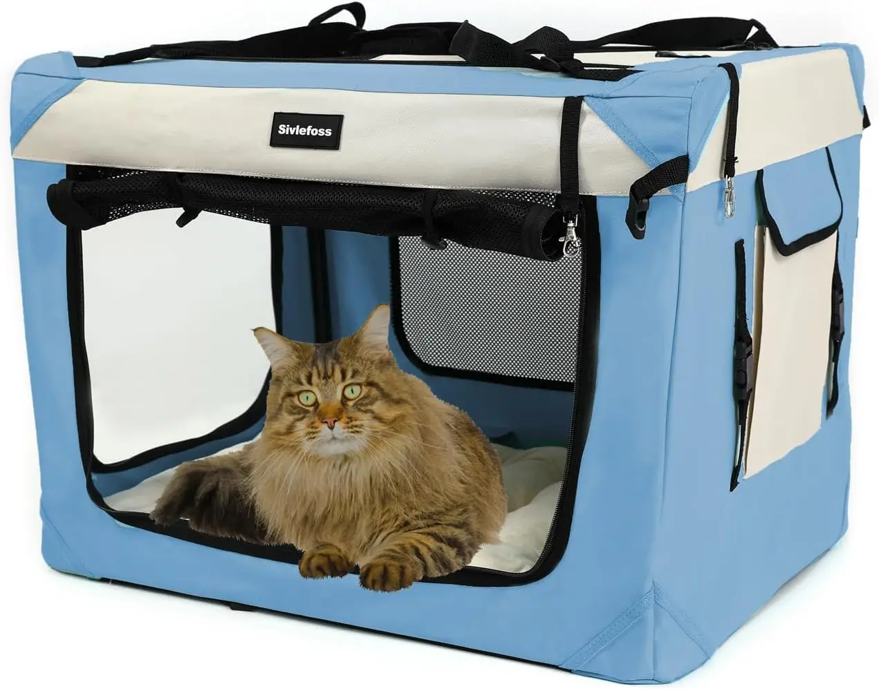 Large Collapsible Cat Carrier Portable Soft-Sided Pet Kennel with Plush Pillow 24x16x16in Sky Blue
Large Collapsible Cat Carrier Portable Soft-Sided Pet Kennel with Plush Pillow 24x16x16in Sky Blue