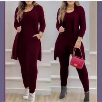Women's Suit Onesie + Long-sleeved Cardigan New Fashionable Solid Color Round Neck Long High Waist Casual Elegant Two-piece Set
Women's Suit Onesie + Long-sleeved Cardigan New Fashionable Solid Color Round Neck Long High Waist Casual Elegant Two-piece Set