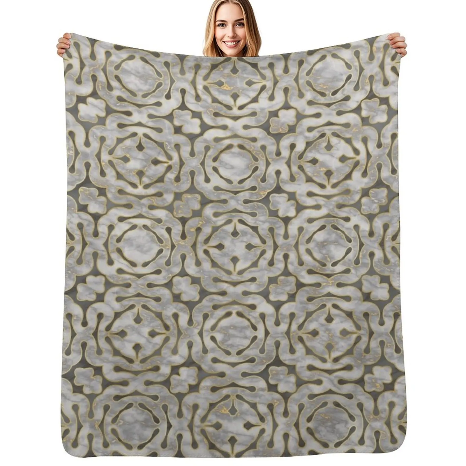 Grey and gold marble mosaic pattern Throw Blanket Lightweight Warm Blanket for Travel Camping
Grey and gold marble mosaic pattern Throw Blanket Lightweight Warm Blanket for Travel Camping