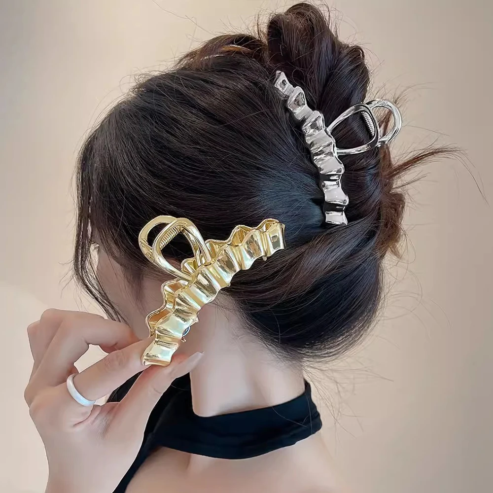 New Fashion Metal Barrettes Hair Claws Wave Hair Clips Crab Clamps Ponytail Hairpins Hair Accessories For Simple Women Headwear
New Fashion Metal Barrettes Hair Claws Wave Hair Clips Crab Clamps Ponytail Hairpins Hair Accessories For Simple Women Headwear
