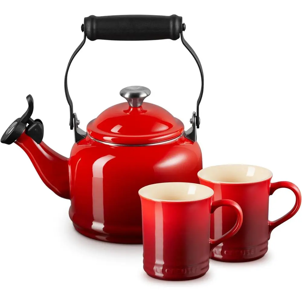 Cerise 1.25 Qt Steel Kettle and 2 Stoneware Mugs Set
Cerise 1.25 Qt Steel Kettle and 2 Stoneware Mugs Set