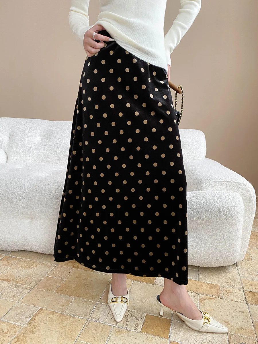 Women's casual French retro temperament wave point high waist A-line skirt
Women's casual French retro temperament wave point high waist A-line skirt