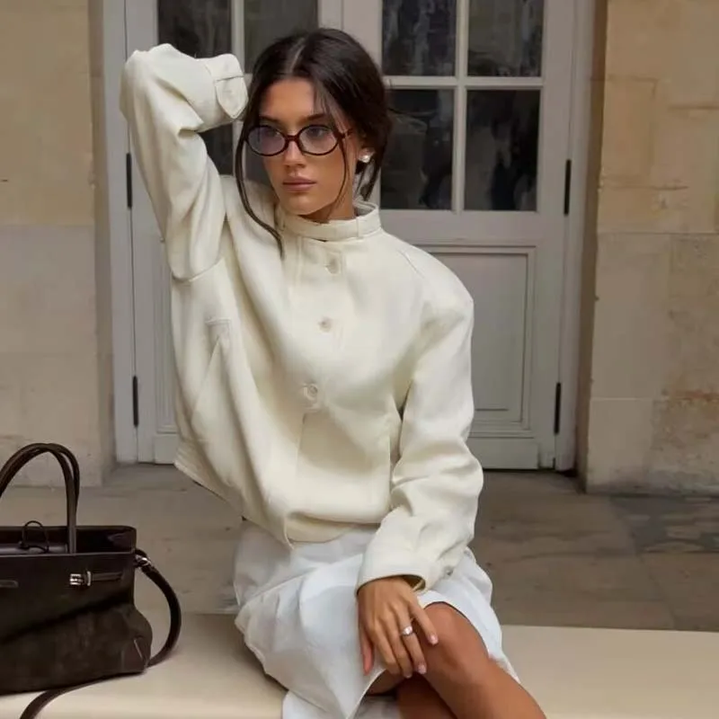 YENKYE Beige Black Loose Jacket Women Long Sleeve Front Button Zipper Stand Collar Autumn Outerwear Female New Fashion Coat
YENKYE Beige Black Loose Jacket Women Long Sleeve Front Button Zipper Stand Collar Autumn Outerwear Female New Fashion Coat