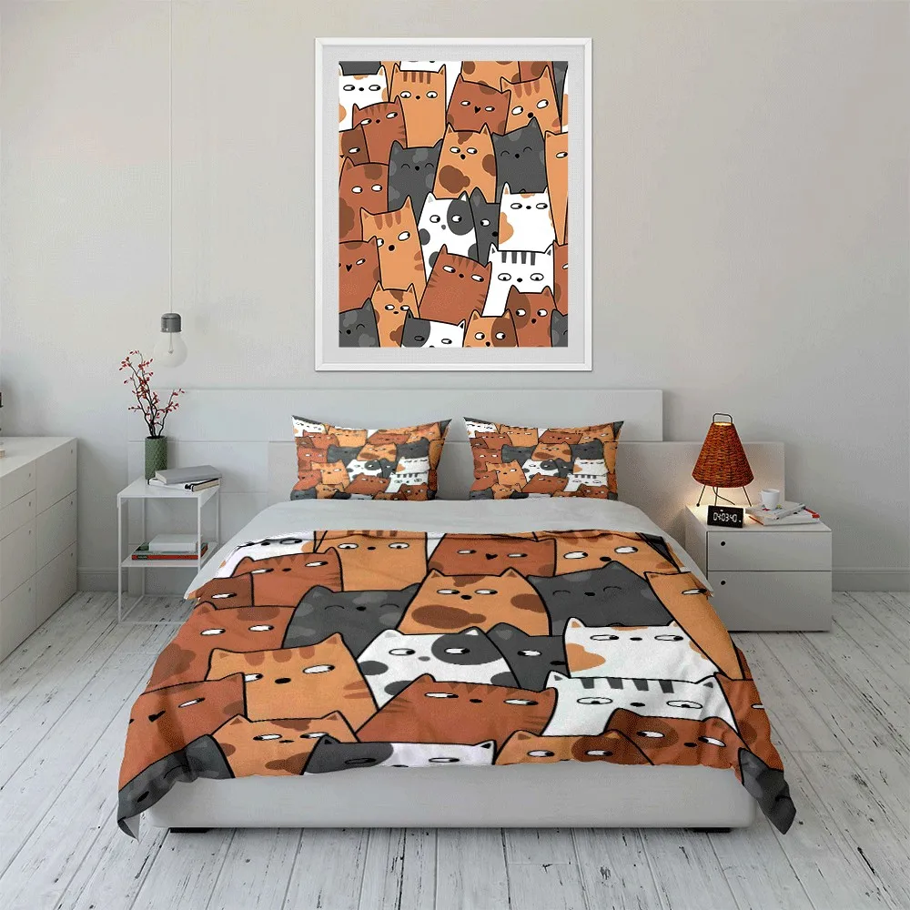 Colorful Cat Pattern Set for Home Exquisite three-piece bedding set gift for kids and adults
Colorful Cat Pattern Set for Home Exquisite three-piece bedding set gift for kids and adults